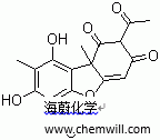 CAS # 125-46-2, Usnic acid, 2,6-Diacetyl-7,9-dihydroxy-8,9b- 