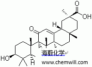 CAS # 471-53-4, Enoxolone, 18-beta-Glycyrrhetinic acid, 3b-H 